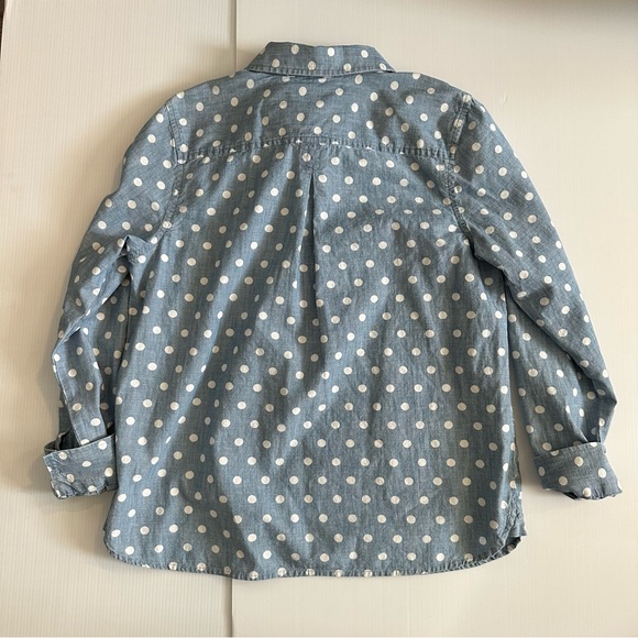 Tommy Hilfiger Chambray and White Polkadot Collar Long Sleeve Shirt Size Large - Picture 5 of 10